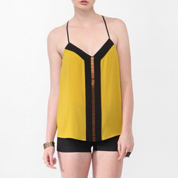 Forever 21 Beaded Contrast Trim Tank in Mustard/Black ASO Alex Russo - Picture 3 of 9